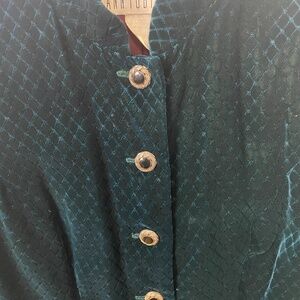 Green Velvet jacket with matching green silk pants - Great for Holidays